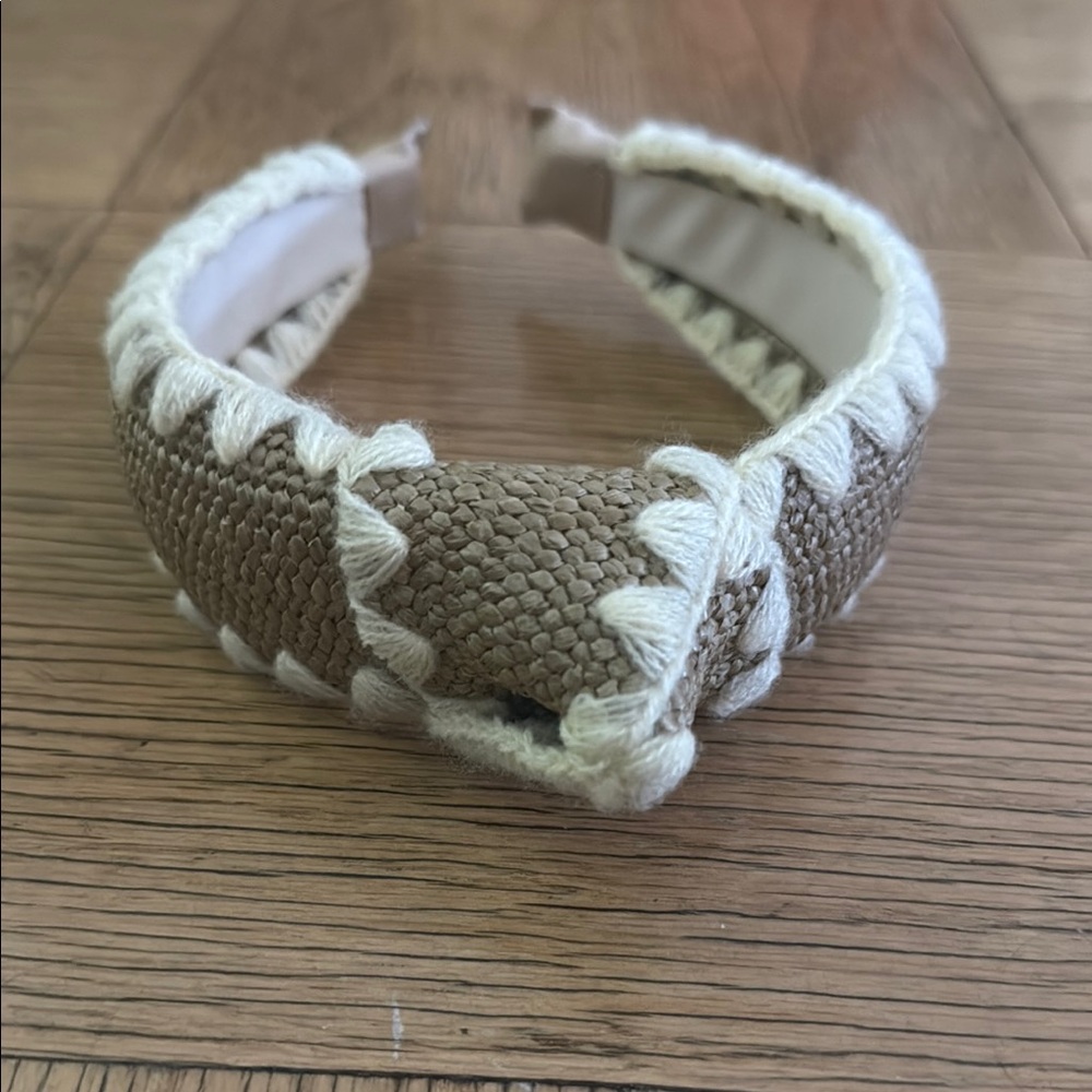 Aerie Tan and Cream Raffia Woven Headband